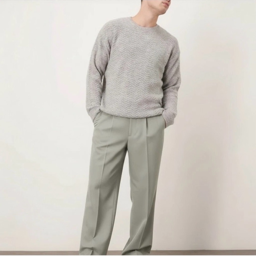 NWT Asos Desing Men's Pleated Wide Leg Dress Pants In Green Size 36/32